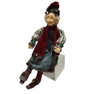 Santa's Helper Head toy maker Elf posable figure 19" Old World